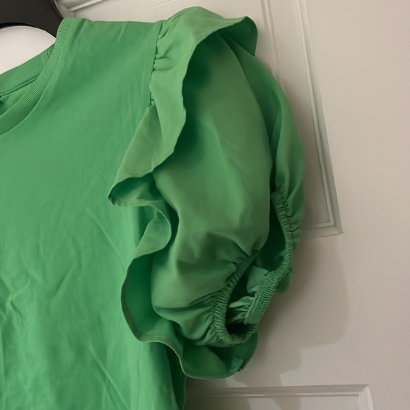 Zara green puffy short sleeve cotton tshirt in size medium - Picture 3 of 5